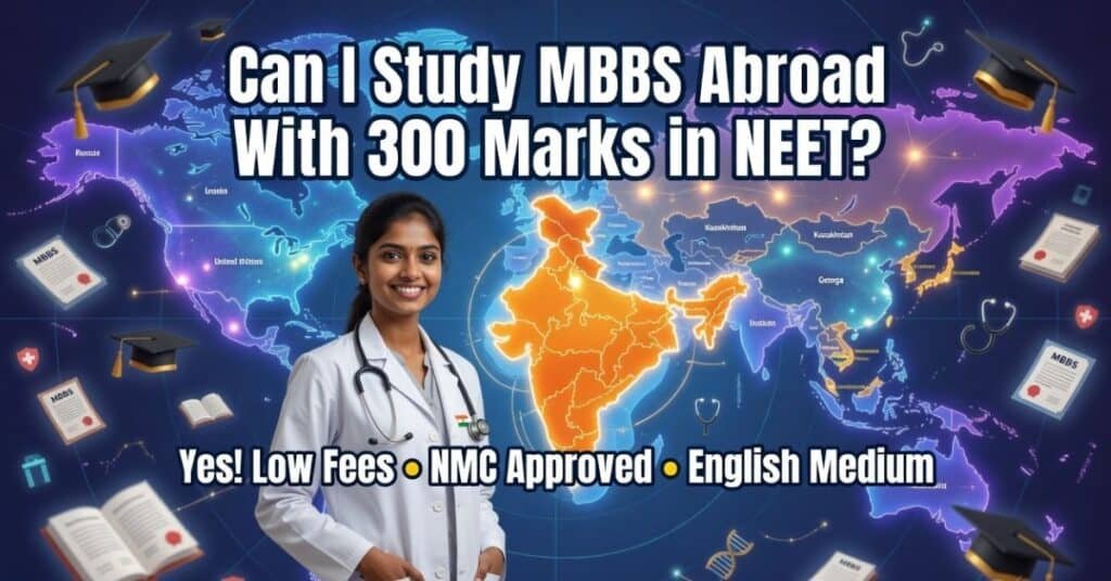 β
Can I Study MBBS Abroad With 300 Marks in NEET? β Yes! Low Fees & Full Guide Can I Study MBBS Abroad With 300 Marks in NEET? Yes - Low Fees, NMC Approved Colleges Complete Guide